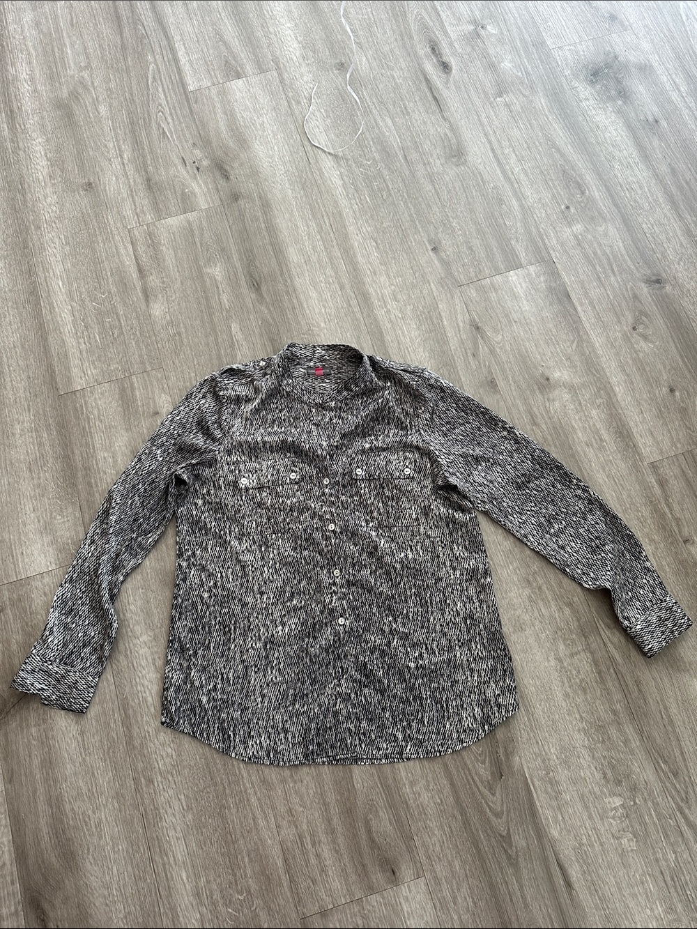 Vince Camuto Black and White Marled Button-Down Shirt